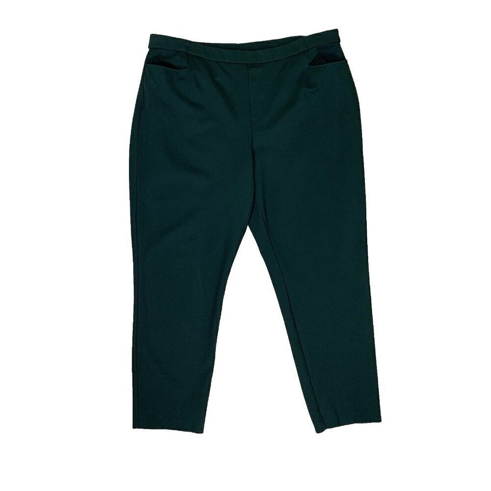 Susan Graver Womens Pants‎ 2X Tall Pull On Green Stretch Smart Ponte Slim Leg